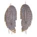 Loose Leaves,'Brass-Plated Drop Earrings with Leaf Motif'
