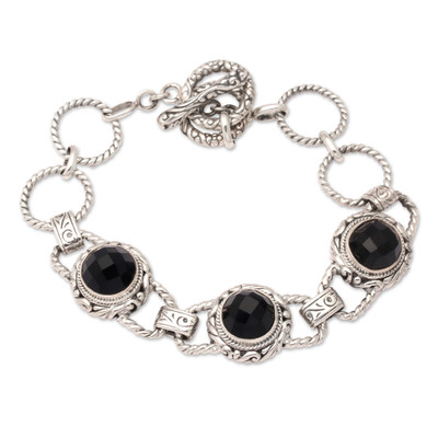 Onyx link bracelet, 'Dark Moon'