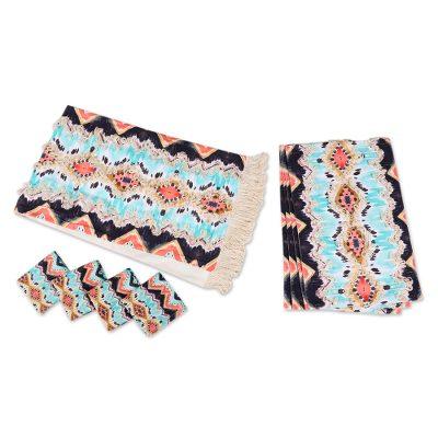 Sunset Shores,'Geometric-Patterned Cotton Table Li...