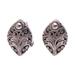 Pointed Elegance,'Sterling Silver Scrolling Leaf Motif Drop Earrings from Bali'