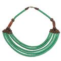 Wend Panga in Green,'Hand Crafted Agate and Wood African Green Beaded Necklace'