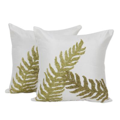Garden Comfort,'100% Polyester Indian Leaf Embroidery Pillow Covers (Pair)'