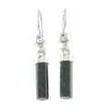 Dark Green Mayan Pillars,'Dark Green Jade Cylindrical Dangle Earrings from Guatemala'