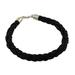 Sophisticated Braid in Black,'Men's Leather Braided Bracelet in Black from Thailand'