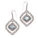 Delightful Windows,'Blue Topaz and Sterling Silver Ornate Frame Dangle Earrings'