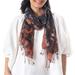 'Tie-Dyed Fringed Cotton Wrap Scarf in Brown from Thailand'