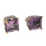 Bali Baroque,'Faceted Amethyst Earrings with Gold Accents'