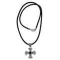 Men's onyx cross pendant necklace, 'Enlightenment'