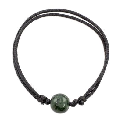 Adjustable Dark Green Jade Pendant Bracelet from Guatemala 'Loving Life in Dark Green'