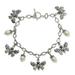 Cultured pearl charm bracelet, 'Butterfly Vignette'