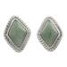 Diamond Lassos,'Light Green Jade Rhombus Stud Earrings from Guatemala'