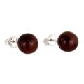 Amazonian Soil,'Sterling Silver Stud Earrings with Obsidian Stone from Peru'