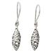 Sterling silver dangle earrings, 'Jali Dewdrop'