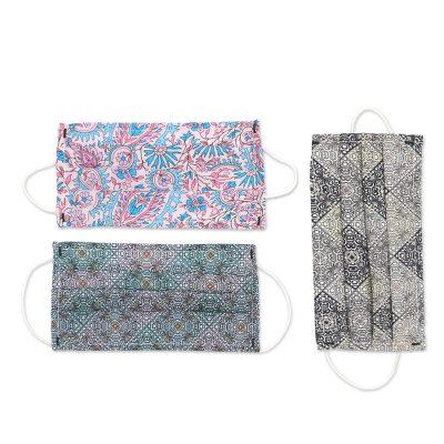 Batik Inspiration,'Set of 3 Single Layer Cotton Pr...