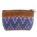 Textured Beauty,'Leather Accent Cotton Coin Purse from Guatemala'