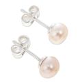 Perfectly Pink,'Elegant Pink Cultured Pearl Stud Earrings'