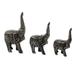 Wood sculptures, 'Cheerful Black Elephants' (set of 3)