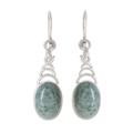 Apple Green Antique Arcs,'Arc Motif Apple Green Jade Dangle Earrings from Guatemala'