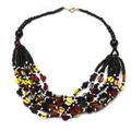 'Black-Red-Yellow Ghanaian Necklace of Recycled Beads'