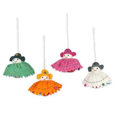 Holiday Dolls,'Wool Felt Doll Christmas Ornaments (Set of 4)'