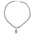 Floral Hill Tribe Drop,'Floral Hill Tribe Silver Pendant Necklace from Thailand'