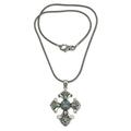 Blue topaz cross necklace, 'Beauty'