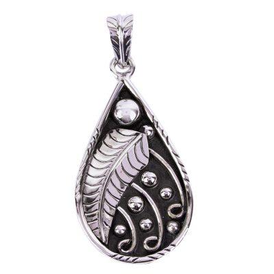 Rococo Leaf,'Handcrafted Sterling Silver Pendant'