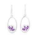 Petite Violet,'Handcrafted Amethyst Sterling Silver Oval Dangle Earrings'