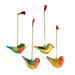 Chirping Sparrows,'Four Colorful Papier Mache Bird Ornaments from India'