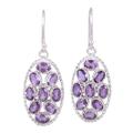 Palatial Crest in Violet,'Handcrafted Amethyst and Sterling Silver Dangle Earrings'