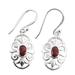 Garnet and 925 Sterling Silver Dangle Earrings from India 'Red Enchantment'