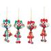 Owl Delight,'Cotton Blend Owl Ornaments in Green and Red (Set of 4)'