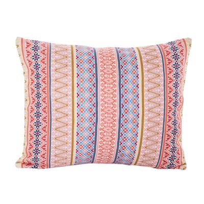 Striped Strawberry,'Handloomed Strawberry Cotton Cushion Cover from Guatemala'