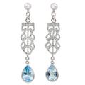 Whispering Sky,'Artisan Crafted Silver and Blue Topaz Dangle Earrings'