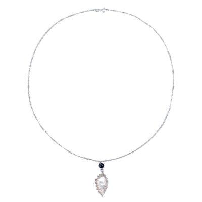 Filigree Snail,'925 Sterling Silver Necklace with Filigree Pendant and Agate'