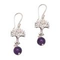 Glistening Tree,'Amethyst Tree Dangle Earrings from Bali'