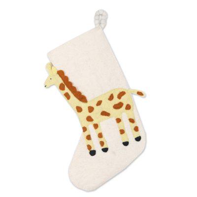 Giraffe Holiday,'Applique Christmas Stocking with Giraffe'