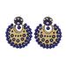 'Blue and Gold-Tone Ceramic Dangle Earrings from India'