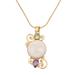 Round Moon,'Gold Plated Amethyst and Peridot Pendant Necklace from Bali'