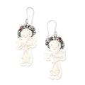 Frangipani Summer,'Garnet and Bone Floral Dangle Earrings'