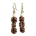 Natural Cross,'Handcrafted Coconut Shell Dangle Cross Earrings from Ghana'