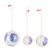 Holiday Buds,'Set of 3 Papier Mache Ornaments with Blue Floral Details'
