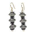 Old World Allure,'Recycled Plastic Silver Finish and Black Dangle Earrings'