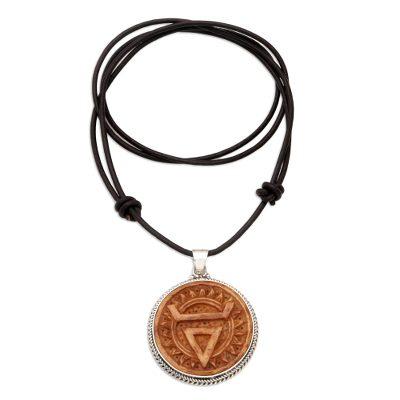 Mystic Pyramid,'Leather and Sterling Silver Pyramid Pendant Necklace'