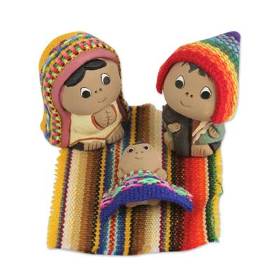 Ceramic nativity scene, 'Andean Holy Family' (set of 3)