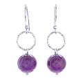 Ring Shimmer,'Round Amethyst Dangle Earrings Crafted in Thailand'