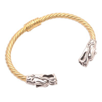 Dragon's Treasure,'Men's Gold-Plated Sterling Silver Cuff Bracelet'