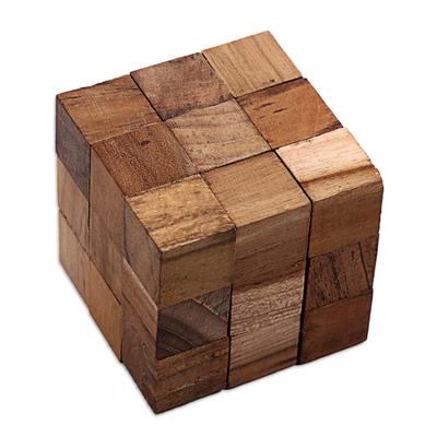 Snake Cube,'Artisan Crafted Natural Teak Wood Puzzle from Java'
