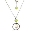 Green Rain,'Cultured Pearl Chalcedony Pendant Necklace from Indonesia'