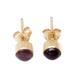 Petite Red,'18k Gold-Plated Stud Earrings with Garnet Stone from Bali'